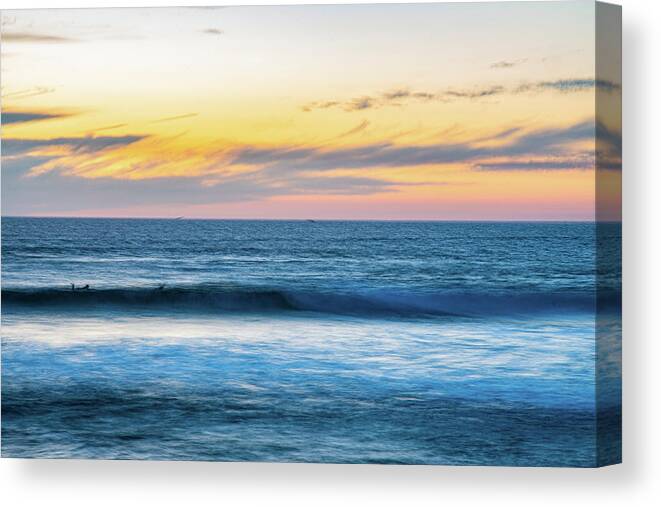 Orange Canvas Print featuring the photograph Silhouette Surfer Sunset by Local Snaps Photography