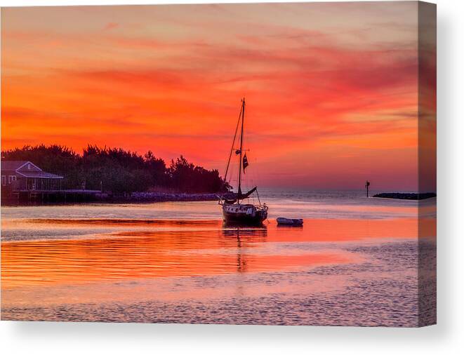 Sailboat Canvas Print featuring the photograph Silver Lake Sunset 2010-10 23 by Jim Dollar