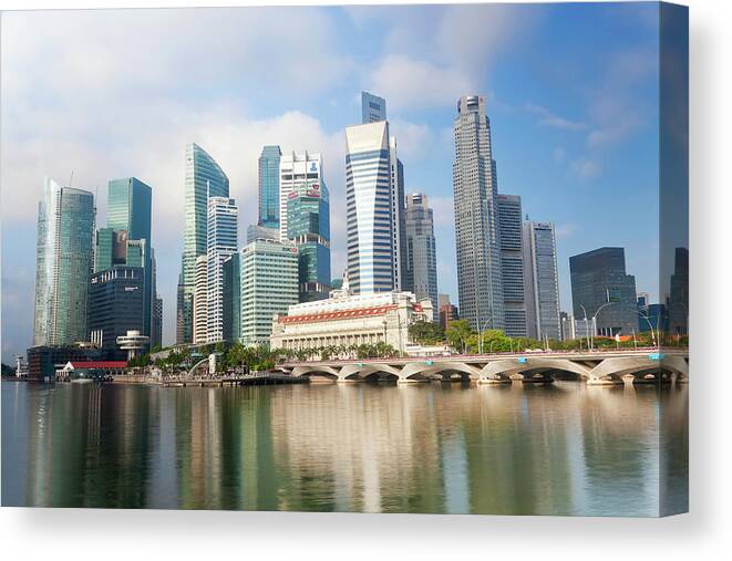 Downtown District Canvas Print featuring the photograph Singapore Skyline, Singapore, South by Peter Adams