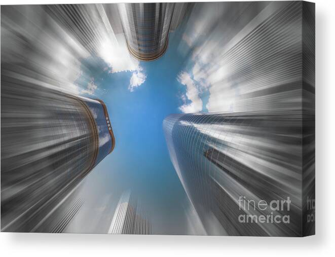 Houston Canvas Print featuring the photograph Skyscrapers in Motion II by Raul Rodriguez