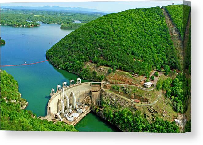 Smith Mountain Lake Dam Canvas Print featuring the photograph Smith Mountain Lake Dam by The James Roney Collection