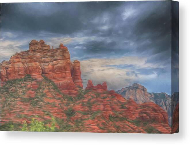 Sedona Arizona Canvas Print featuring the digital art Snoopy Rock Sedona, Arizona by Alan Goldberg