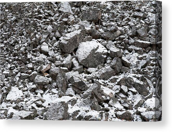 Snow Canvas Print featuring the photograph Snow Covered Granite Boulders by Stuart Mccall