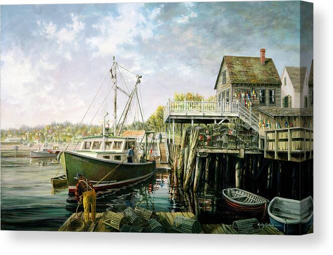 Snug Harbor Canvas Print featuring the painting Snug Harbor by Nicky Boehme
