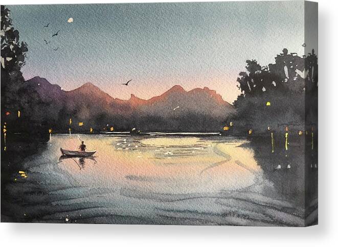 Watercolor Canvas Print featuring the painting Solitude by Luisa Millicent