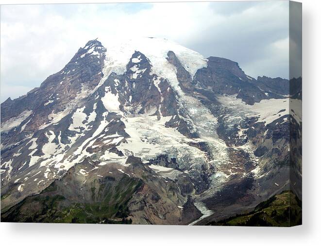 Mrnp Canvas Print featuring the photograph South face and glaciers of Mt. Rainier by Steve Estvanik