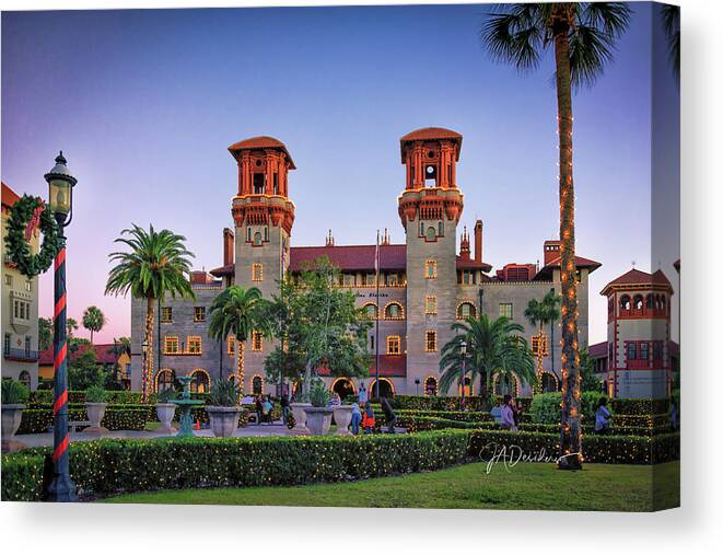 St. Augustine Canvas Print featuring the photograph Ancient City - Lightner Lights by Joseph Desiderio