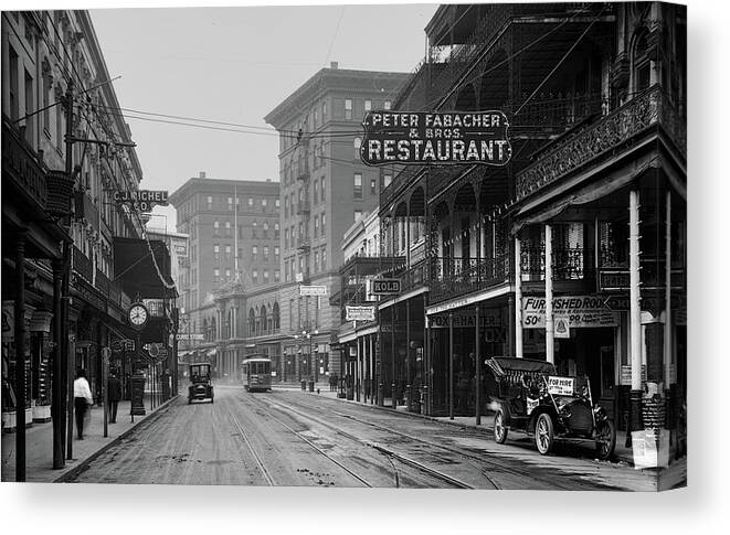 St. Charles Street Canvas Print featuring the photograph St. Charles Street, New Orleans 1910 by Mountain Dreams