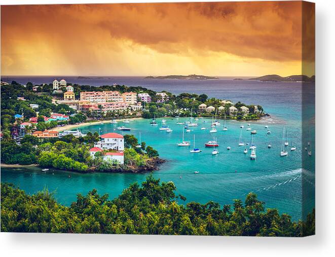 Sea Canvas Print featuring the photograph St. John, Us Virgin Island At Cruz Bay by Sean Pavone