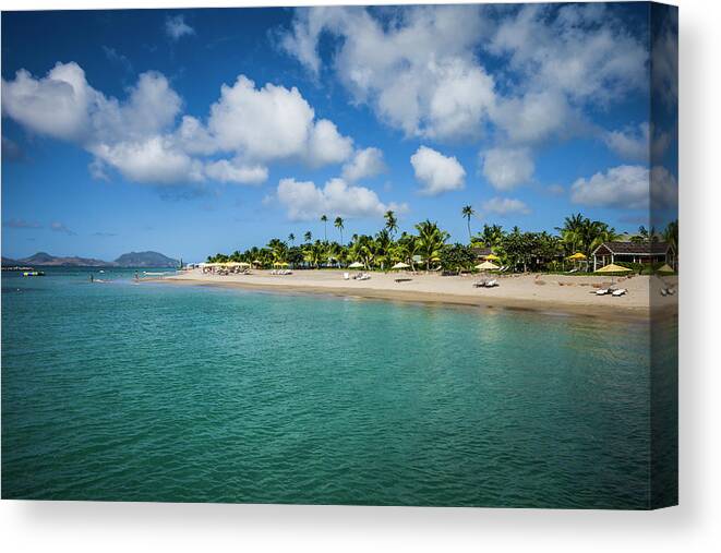 Beach Canvas Print featuring the photograph St Kitts And Nevis, Nevis Pinney's Beach by Walter Bibikow
