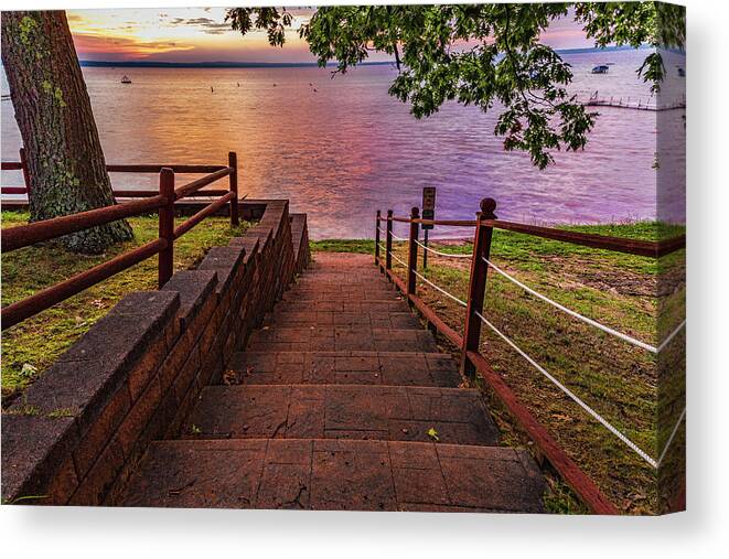 Higgins Lake Canvas Print featuring the photograph Stairway to Heaven by Joe Holley