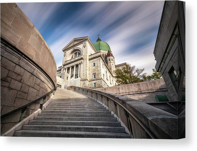 Oratory Canvas Print featuring the photograph Stairway to St Joseph Oratory by Pierre Leclerc Photography