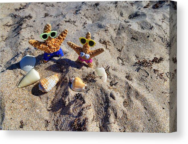 Estock Canvas Print featuring the digital art Starfish Couple Vacationing In Florida by Laura Diez