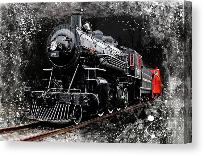 Train Canvas Print featuring the photograph Steam Locomotive 103 by Barbara McMahon