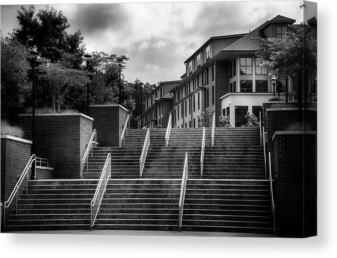 Greg Mimbs Canvas Print featuring the photograph Stepping Up At WCU In Black and White by Greg and Chrystal Mimbs