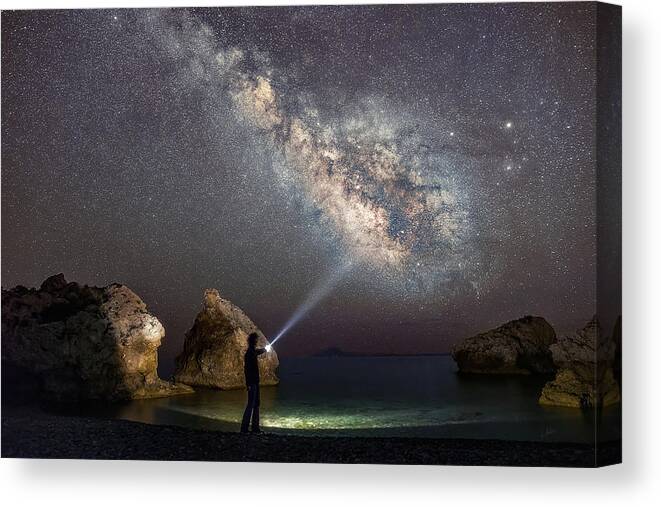 Milky Way Canvas Print featuring the photograph Still A Kid Under The Stars by Elias Pentikis