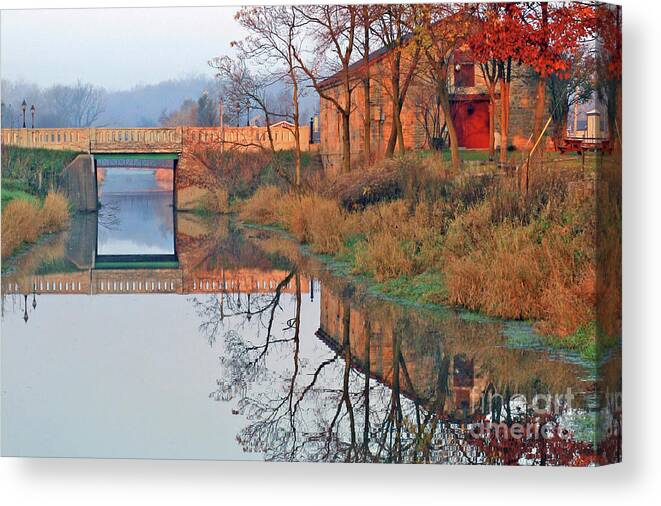 Canal Canvas Print featuring the photograph Still Waters on The Canal by Paula Guttilla