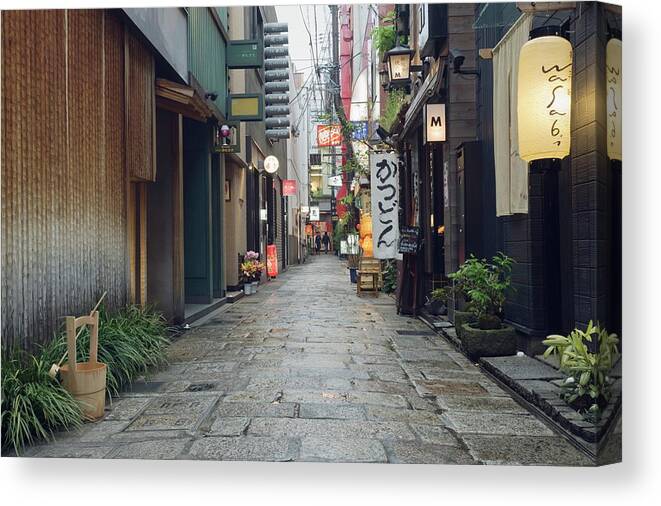 In A Row Canvas Print featuring the photograph Street View Of Houzenji Row by Hiro/amanaimagesrf
