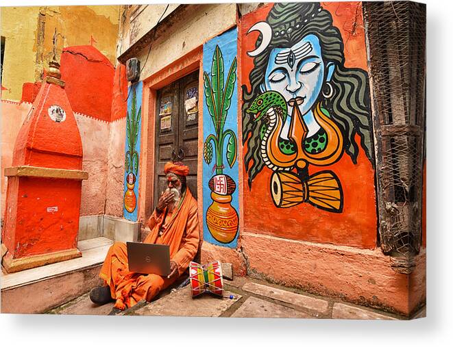 Travel Canvas Print featuring the photograph Streets Of Varanasi I by Abhraneel Chakraborty