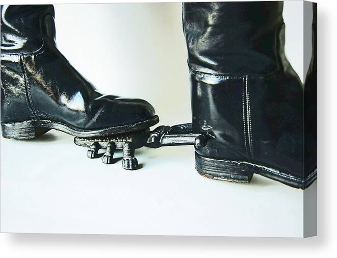 Studio Canvas Print featuring the photograph STUDIO. Boots and Boot Pull. by Lachlan Main
