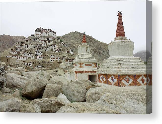 Tranquility Canvas Print featuring the photograph Stupa Relics by Photography By Nevil Zaveri