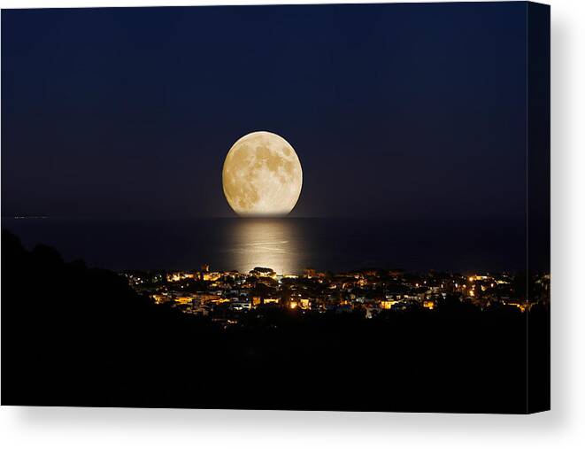 Tranquility Canvas Print featuring the photograph Summer Moon by Luca Libralato Photography
