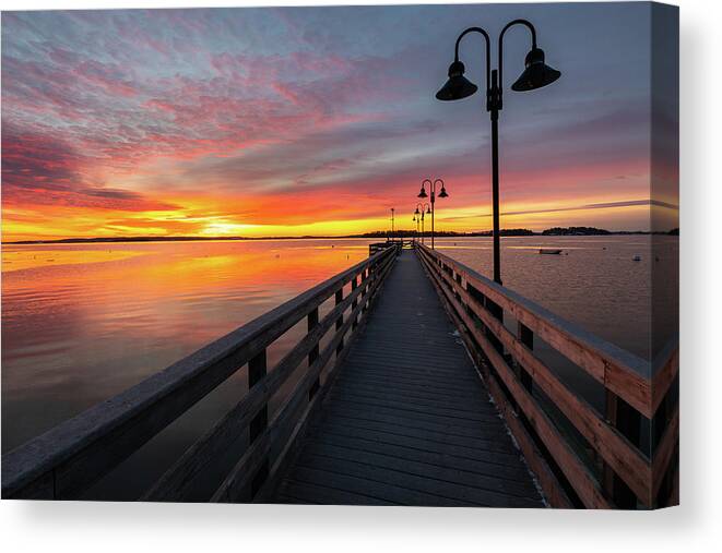 Maine Canvas Print featuring the photograph Sunrise at Falmouth Town Landing by Colin Chase