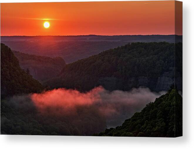 Letchworth Canvas Print featuring the photograph Sunrise At Letchworth State Park In New York by Jim Vallee