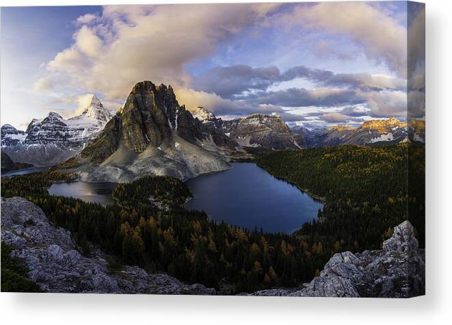Sunrise Canvas Print featuring the photograph Sunrise At Mt. Assiniboine by Jenny L. Zhang ( ???