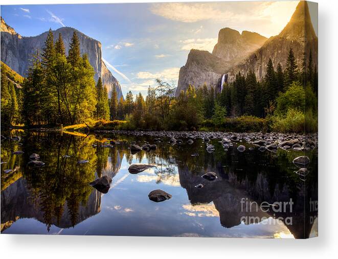 Capitan Canvas Print featuring the photograph Sunrise On Yosemite Valley Yosemite by Stephen Moehle