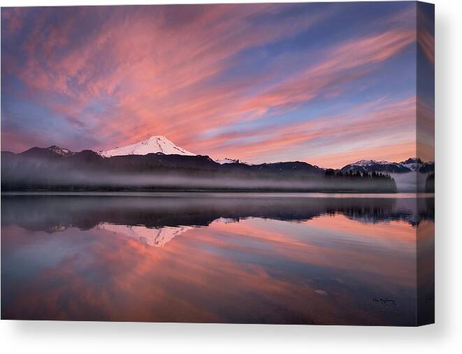Abstract Canvas Print featuring the photograph Sunrise Over Mount Baker by Alan Majchrowicz
