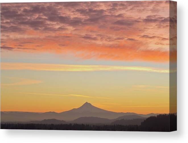 Scenics Canvas Print featuring the photograph Sunrise Over Mount Hood From Mount Tabor by Design Pics / Dan Sherwood