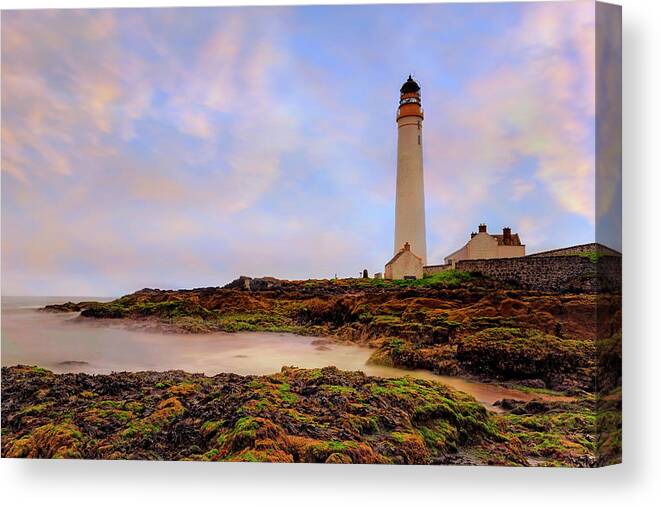 Scotland Canvas Print featuring the photograph Sunrise over Scurdie Ness Lighthouse by Jason Politte