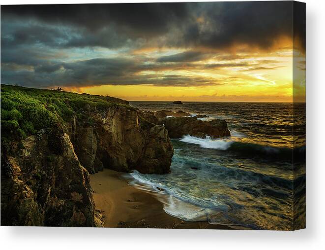 Sunset Canvas Print featuring the photograph Sunset along the Shore by Rick Strobaugh
