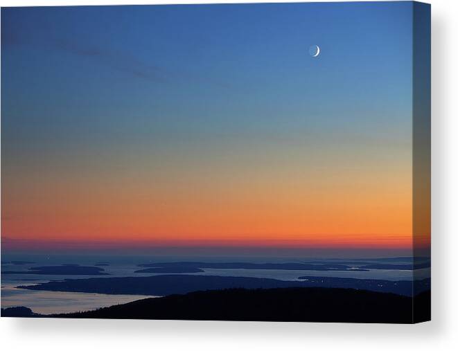 Scenics Canvas Print featuring the photograph Sunset And Moon Rise by Image By Michael Rickard