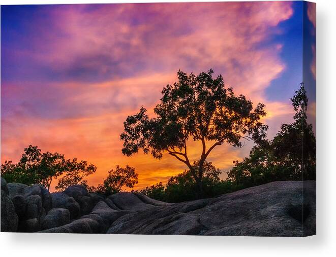 St Louis Canvas Print featuring the photograph Sunset at Elephant Rocks State Park by Amanda Jones