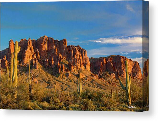 2016 Canvas Print featuring the photograph Sunset at Superstition Mountain by Tim Kathka