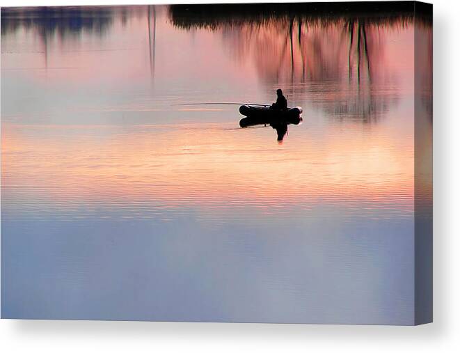 Scenics Canvas Print featuring the photograph Sunset Fishing by Cimmerian