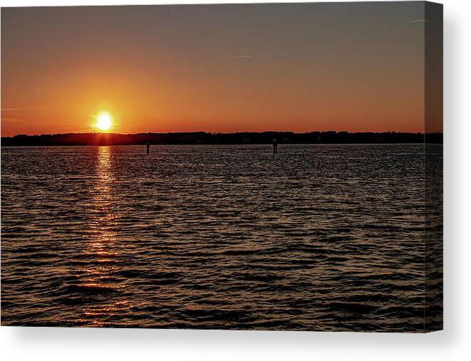 Sunset Canvas Print featuring the photograph Sunset From The Harbour Town Pier by Dennis Schmidt
