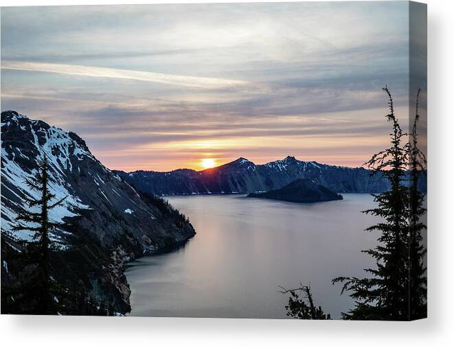 Photosbymch Canvas Print featuring the photograph Sunset over Crater Lake by M C Hood