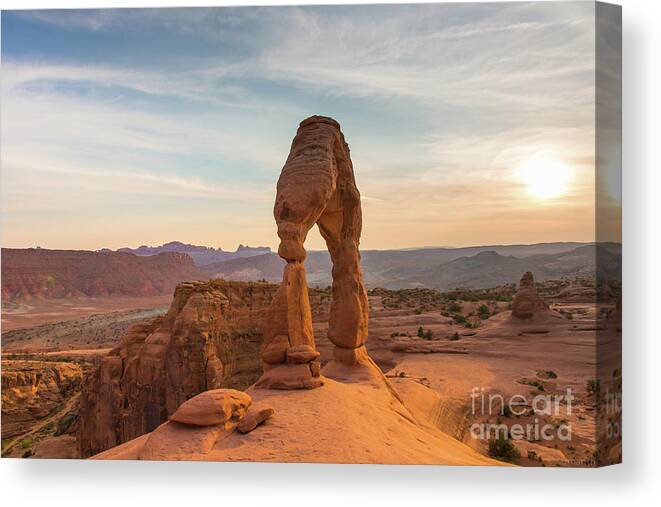 Outdoors Canvas Print featuring the photograph Sunset Over Delicate Arch, Arches by Sumanth N