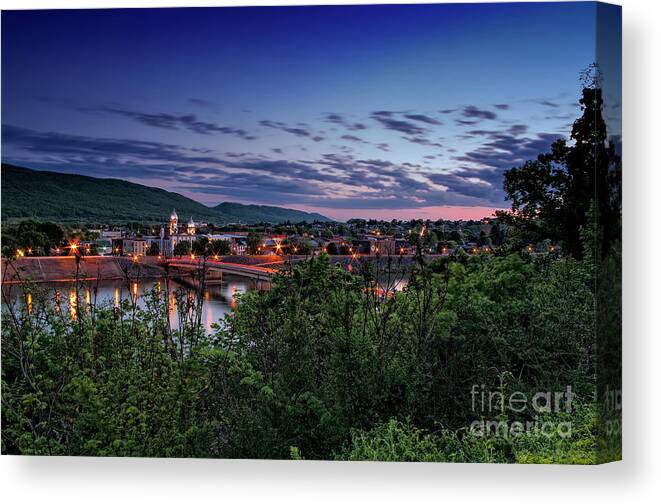 Lock Haven Canvas Print featuring the photograph Sunset over Lock Haven Pa by Arttography LLC