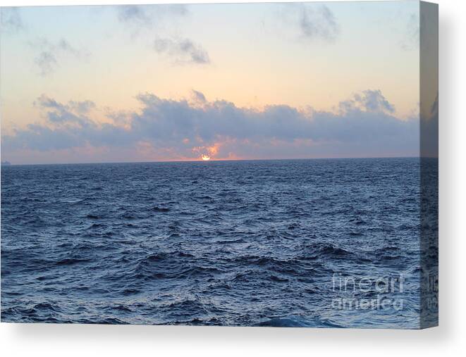 Sunset Over Open Waters Canvas Print featuring the photograph Sunset Over Open Waters by Barbra Telfer