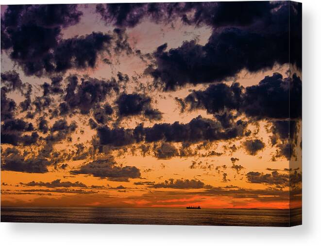 Australia Canvas Print featuring the painting Sunset over the Indian Ocean by Jeremy Holton