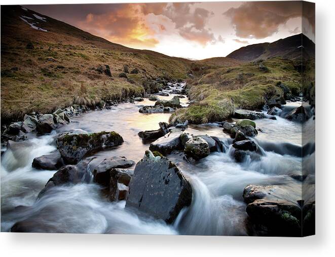 Scotland Canvas Print featuring the photograph Sunset by Peter Chadwick Lrps