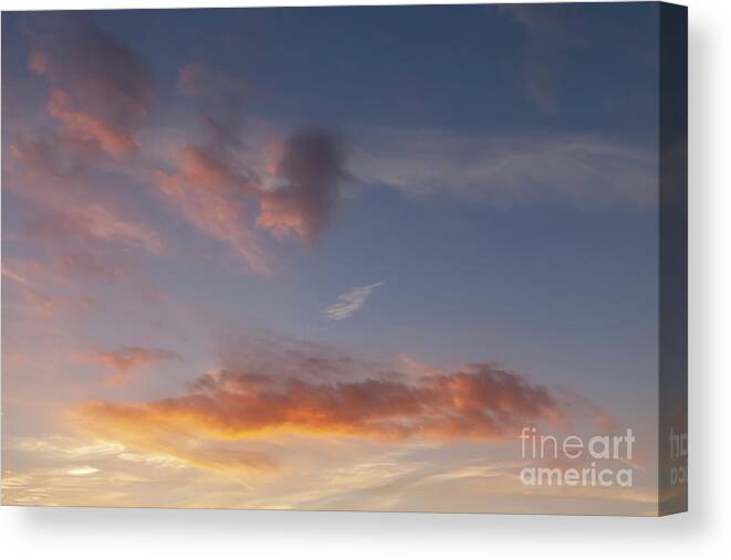 Clouds Canvas Print featuring the photograph Sunset sky and pink clouds 428 by Simon Bratt