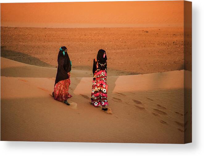 Muslim Women Canvas Print featuring the photograph Sunset Walk by Jessica Levant