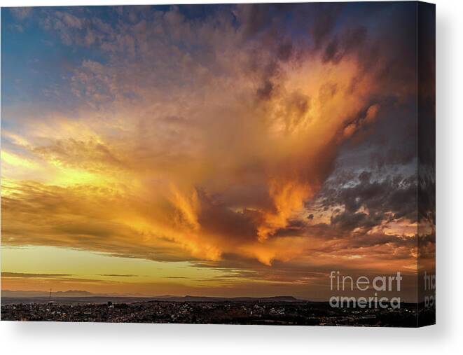 Sunset Canvas Print featuring the photograph Sunset wave by David Meznarich