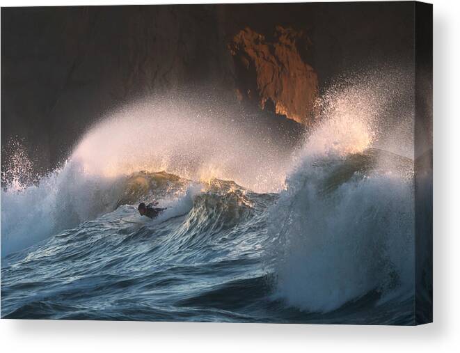 Wave Canvas Print featuring the photograph Surfer by Aidong Ning