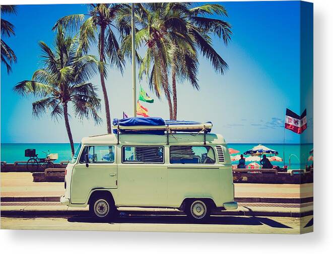 Photo Canvas Print featuring the photograph Surfer van by Top Wallpapers